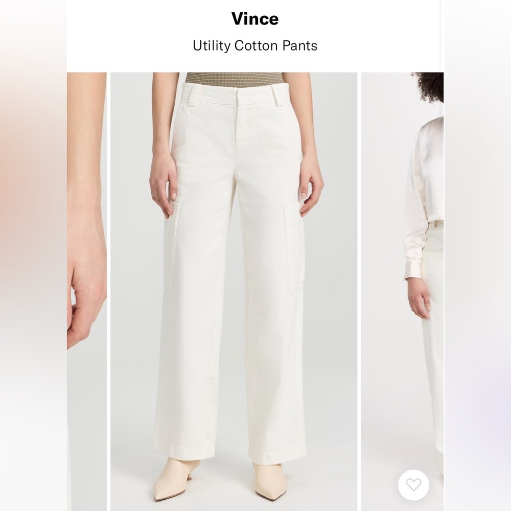 Vince White Straight Seamed Utility Pants Size 10 - Picture 7 of 7